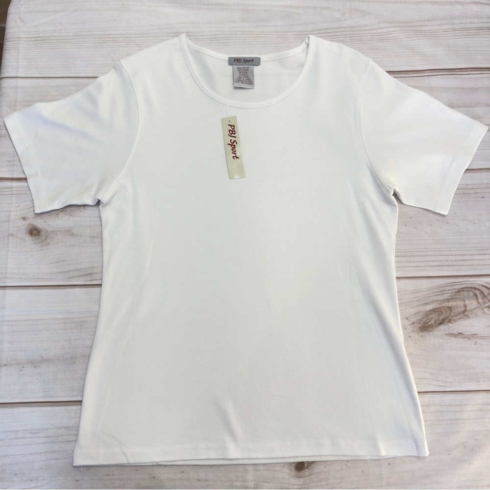 NEW PBJ Sport White Premium 100% Cotton Crewneck Women’s Cut Short Sleeve Tee